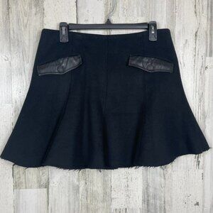 Rag & Bone wool leather mini skirt black size 6 quality clubwear date night
